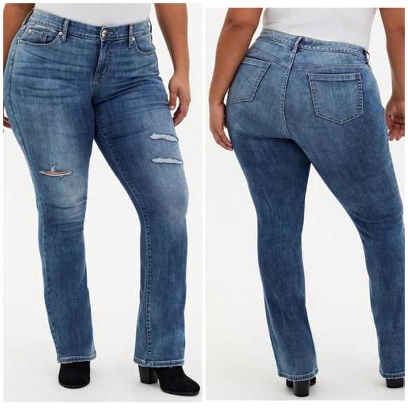 Torrid Slim Boot Super Soft Mid‎ Rise Jean Distressed Size 22 - Picture 1 of 13